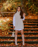 Ardm Za 2021 Women Fashion With Ribbed Trim Cable-knit Long Sweater Vest Vintage High Neck White Oversize Female Waistcoat