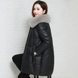 Leather Black Jacket Female Faux Mink Fur Winter Autumn Coat For Parka Women Women Campera Mujer Sheepskin Coats