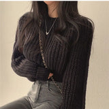 Chic Spring And Autumn Fashion Temperament With Loose Lazy Simple Short Round Collar Knitting