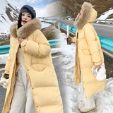 Milk Yellow Down Cotton Clothes Female Medium Long Style 2024 New Winter Hepburn Wind Cotton-Padded Coat Fashion Plate Button Cotton-Padded Jacket Coat-Outfit