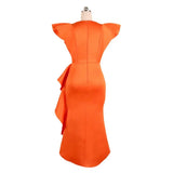 V-Neck Loaf-Side Dress High-Waisted Open-Fork Irregular Hem Dinner Dress Dress