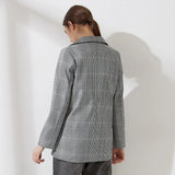 Wixra Women Plaid Casual Double Breasted Blazer Coat Turn Down Collar Pockets Female OL Chic Tops New