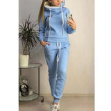 Leisure Tracksuit Women 2 Pcs Set Tops and Trousers Spring Casual Warm Fleece Hoodies Sports Pants