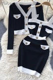 New Women's Dresses Knitwear Suits Small Fragrance Knitted Cardigan Coat + Suspender Knit Dress Streetwear Two Piece Sets 1028-1-Outfit