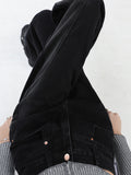 Toloer Together Color High Waist Wide Leg Jeans Female 2024 Spring And Autumn New Black Retro Summer Thin Straight Tube