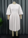 Lace Lantern Sleeve Dress Elegant Commuter Style Fold Dress