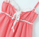 Gingham Strap Bustier Baby Doll Mini Dress-Outfit
