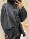 New Autumn And Winter 2025 Fashion Commuting Collar Knitted And Spinning Splicing This Shirt Coat