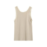 Spring Leisure Basic Color V-Collar Rib Vest-Outfit