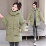 Cotton Clothes Female In The Long Style 2024 New Korean Version Loose Large Size Thick Down Cotton-Padded Jacket Foreign Style High-Grade All-Match Cotton-Padded Clothes-Outfit