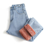 Toloer Jeans, Tall Waist, Loose, Straight Tube Fall 2024 New Dad Radish Pants-Outfit