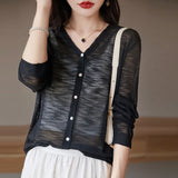 Toloer Hemp Knitting Cardigan Female Thin Ice Silk Linen Coat Sunscreen Clothes Summer Loose Outside The Shawl Air Conditioning Shirt-Outfit