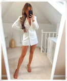 White Hollow Out Waist Back Office Ladies Blazer Femme Autumn Spring Jacket Coat 2022 Women Slim Bodycon Blanche Veste