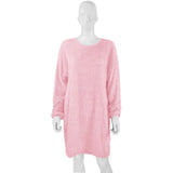 Autumn And Winter 2023 Ebaywish Hot Style Women's Long Sleeve Round Collar Loose Plush Dress-Outfit