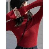 Collar Bottomed Shirt Women Autumn And Winter Folding Through The Ocean Gas Inside The Pit Sweater High-End Slim Slim Thin Knitting
