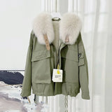 2022 Winter Parka Women Fluffy Faux Fur Coat Short Windbreaker Jacket Wool Liner Warm Parka Fur Collar Warm Snow