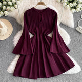 High-End Knitted Dress Women Autumn And Winter Royal Sister Temperament Dating Short Skirt French Waist Sweater