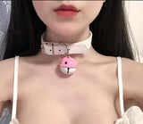 Big Bell Collar Sex Lingerie Accessories PU Leather Necklace Neck Ring Sexy Maid Wind Traction Chain