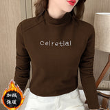 Toloer Velvet Warm Half High Collar Bottom Shirt Female Autumn And Winter Inside The Versatile 2023 New Long-Sleeved T-Shirt Female Jacket Foreign