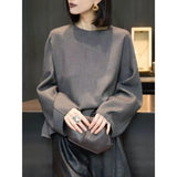 Toloer Chinese Style Gray Polo Collar Knitted Shirt Autumn Women 2025 New Small Small Small