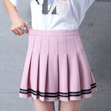 Women Skirt Preppy Style High Waist Chic Stitching Skirts Summer Student Pleated Skirt Women Cute Sweet Girls Dance
