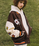 Lucky Embroidery Varsity Jacket-Outfit