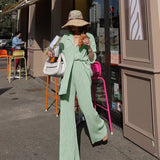 Lady Sexy Suit Two Pieces Outfits Long Sleeve Suit Collar Jacket Coat Casual Wide Leg Trousers Set Suits 2022 Women