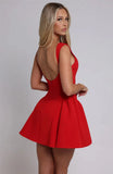 Solid Tank Open Back A-line Mini Dress-Outfit