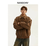 Collar Leather Jacket Men Spring And Autumn Free To Do Old Couple Work Clothes Pu Leather
