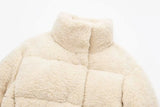 Fur Fleece Puffer Cropped Coat-Outfit