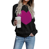 Toloer / Winter Women's Knit Sweater Plus Size Love Knit Long Sleeve Jumper Sweater