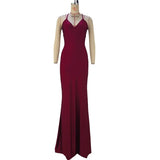 Toloer Women's Spring / Summer 2024 New Solid Color Sexy Backpack Hip Show Thin Long Sling Dress-Outfit
