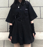 Summer Korean Vintage Versatile Harajuku Dark Loose BF Shirt Tops Women Pleated Skirt Fashion Two Piece Set 2022 With