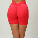 Toloer V Wrinkle Tight Hip Yoga Shorts New No Embarrassment Line Peach Hip Fitness Shorts-Outfit