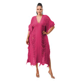 Toloer New Women's Handmade Knitted Hand-Through Tassel Dress-Outfit