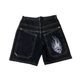 Selling Popular Style Y2K Hip Hop Original Dormitory Gothic Style Funny Style Printed Denim Shorts For Men-Outfit
