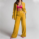Toloer Spot 2024 Spring New Fashion Temperament Lapel Long Sleeves High Waist Trousers Two-Piece Set-Outfit