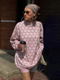 Collar Honey Sweater 2024 New Loose Temperament Versatile Plaid Head Round Collar Sweater-Outfit