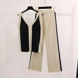 Color Before And After The V-Neck Vest Knitted Fork Tops Knitted Knitted Two-Piece Trousers Knitted
