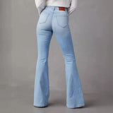 Spring And Summer New Water Washing Hole High-Waisted Temperament Cowboy Broad Leg Trousers