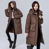 Long Down Cotton Clothes Female 2024 Winter New Advanced Feeling Style Over The Knee Cotton-Padded Jacket Loose And Thick Hooded Padded Clothes-Outfit