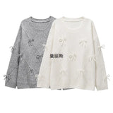 New Women's Fashion Casual Round Neck Sweet Bow