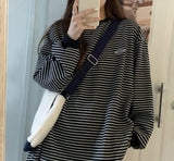90s Striped Oversized Long Sleeve Tee-Outfit