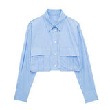 New Trench Coat Fabric Pocket Decoration Loose Short Shirt 2083363-Outfit