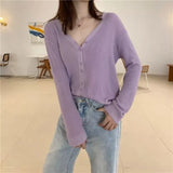 Toloer Sweater With Cardigan Shawl Loose Coat Female Autumn Korean Version Thin Sunscreen Shirt V-Neck Long Sleeve Jacket-Outfit