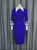 Vintage Clip Clip Long Sleeve Dress Stereo Flower Party Busted