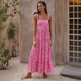 Women's Clothing 2026 Bohemian Dress Slings Flowing Long Print Dress