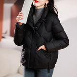 2024 New Cotton-Free Clothes Women's Short Thick Show Thin Down Cotton-Padded Jacket Korean Version Loose Standing Collar Small Cotton-Padded Jacket Coat-Outfit