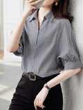 Toloer Casual Design Cotton Checker Shirt 2025 Summer New Collar Short-Sleeved Shirt Women's New