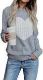 Toloer / Winter Women's Knit Sweater Plus Size Love Knit Long Sleeve Jumper Sweater